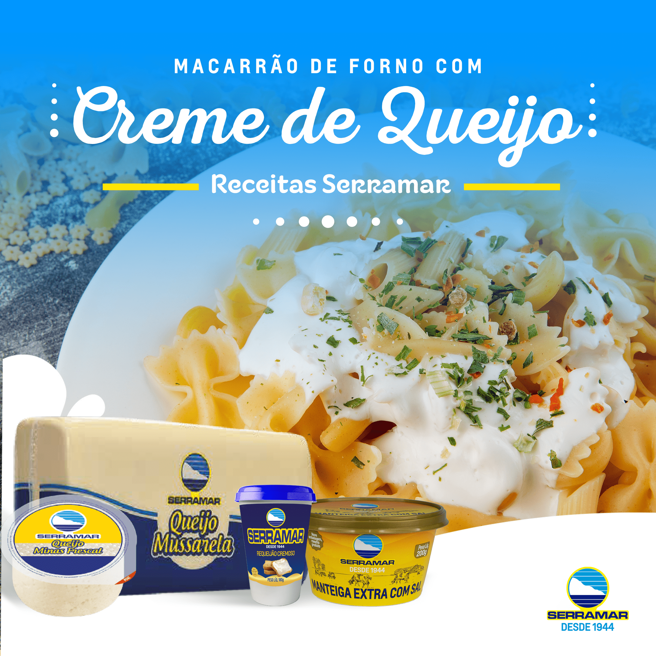 MACARRÃO DE FORNO COM CREME DE QUEIJO